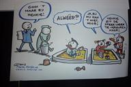 Cartoon Waterberging gooi het maar bij Henkie!