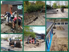 De aanleg van het watervriendelijke schoolplein van De Uilenburcht Driebergen