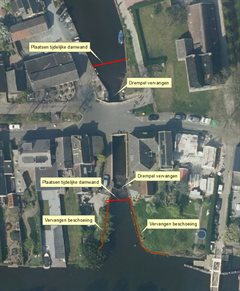 Kaartje werkzaamheden Goejanverwellessluis in Hekendorp 2021