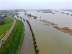 Hoogwater langs de Lekdijk