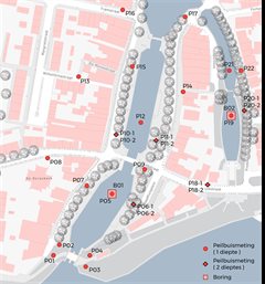 Overzicht locaties grondonderzoek bij de sluizen