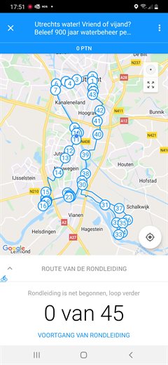 Kaart izi-TRAVEL-route Utrechts water! Vriend of vijand?