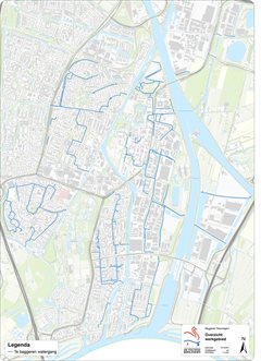 Kaartje te baggeren watergangen in Nieuwegein