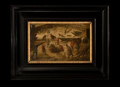 Schilderij van de aanleg van een ringdijk na de dijkdoorbraak van 1624