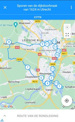 Fietsroutekaart met routepunten
