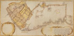Deel van de kaart van waterschap Heycop, genaamd de Lange Vliet uit 1650