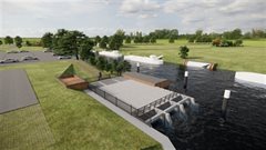 Visualisatie gemaal met balgstuw normale situatie