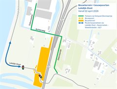 Bouwterrein + bouwpoorten Lekdijk-Oost vanaf 22 april 2026