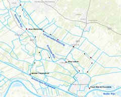 Overzichtskaart extra pompen om Kromme Rijn op peil te houden