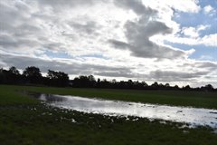 het perceel grasland loopt vol water