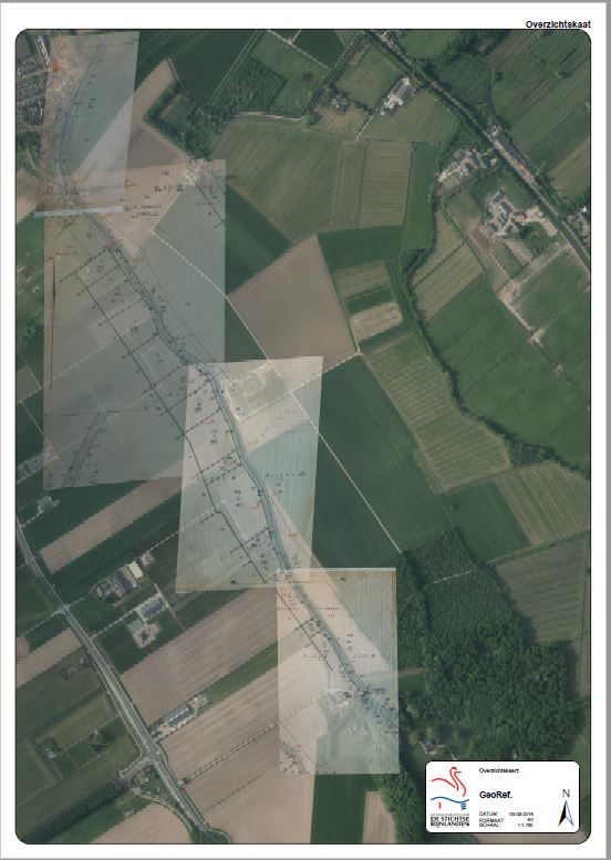 Luchtfoto Kromme Rijn met kaart limietpalen Luchtfoto Kromme Rijn met kaart limietpalen